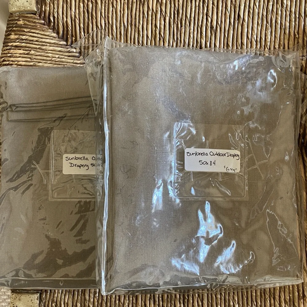 Pair of RH restoration hardware Sunbrella outdoor drapery panels 50”x84” grommet